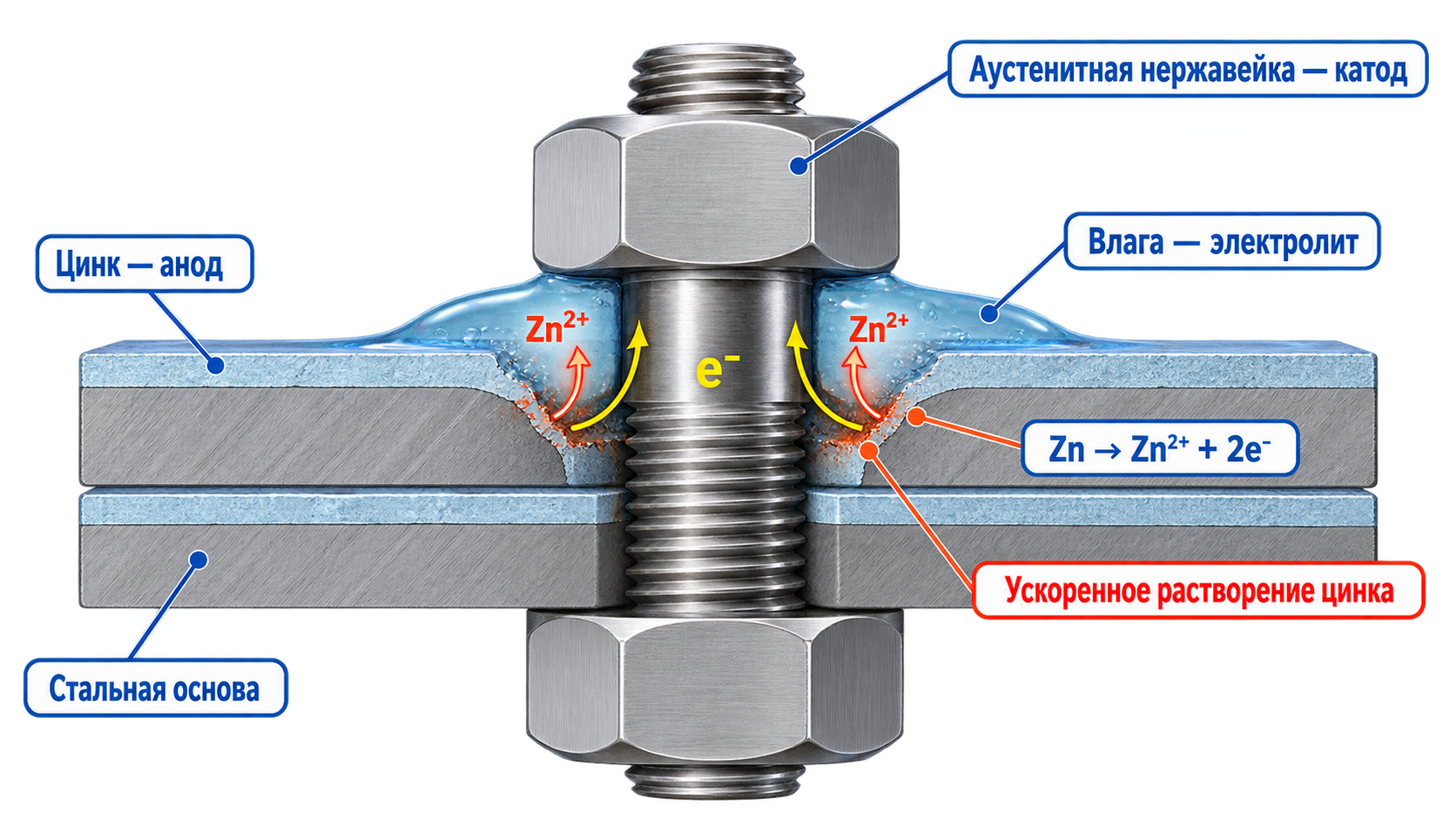 Пример соединения оцинкованной и аустенитной стали