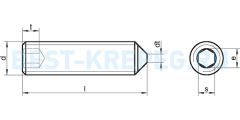 4027 ISO [914 DIN] Винты установочные с острым концом и внутренним шестигранником ISO 4027 [DIN 914] рис.2