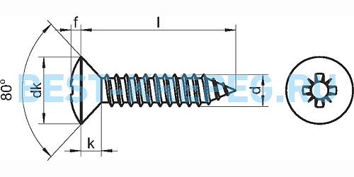 7983 DIN [14587 ISO] Саморезы по алюминию с полупотайной головкой с ...